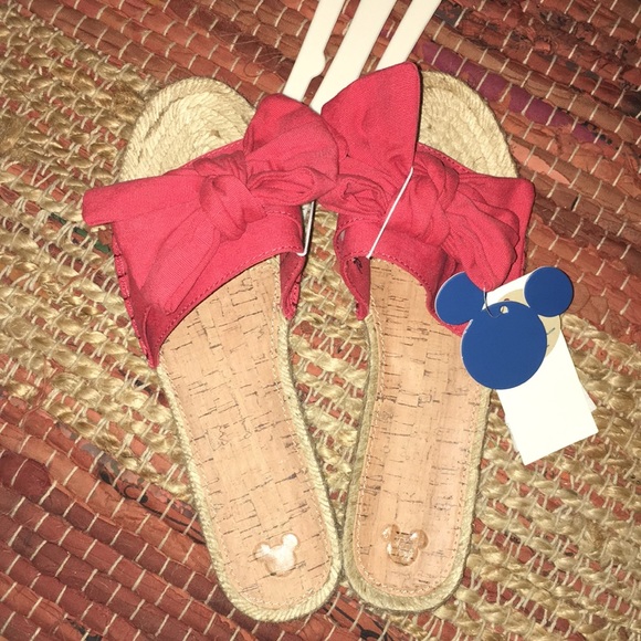 Disney Espadrilles Slide On Sandals with Bows - Picture 1 of 6
